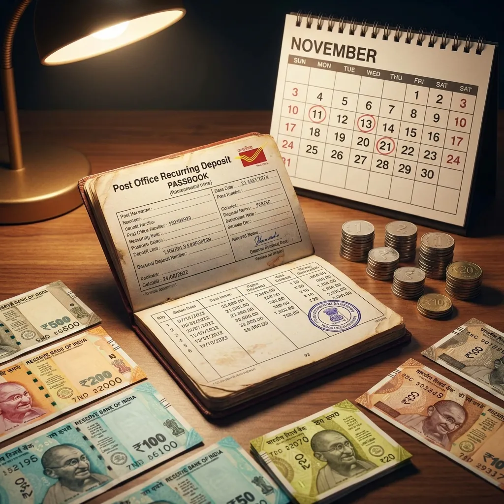 Post Office Recurring Deposit Passbook with Money